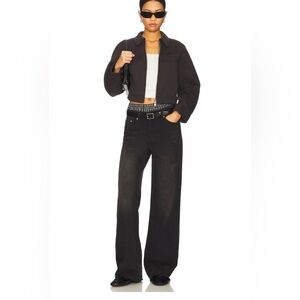 Superdown Maya Black Wash Wide Leg Jeans